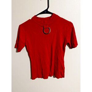 2XTREMZ Women's Round Neck Short Sleeve Red Size Medium Knit Top